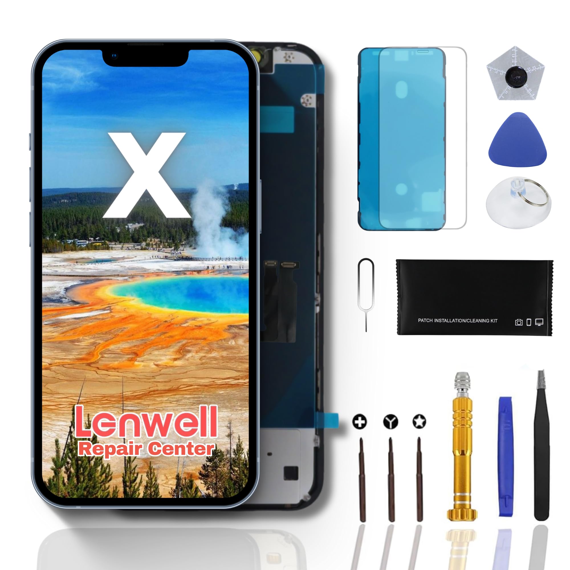 Lenwell Screen Replacement for iPhone X 3D Touch Screen Digitizer 5.8” LCD Display with Assembly Full Repair Toolkit Tempered Glass Protector Waterproof for Model A1865 A1901 A1902