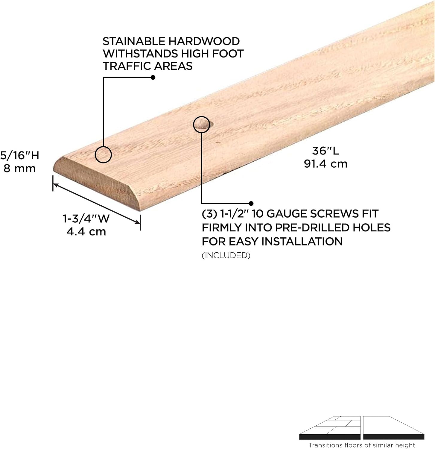 M-D Building Products 85621 1-3/4 in. X 36 in. Unfinished Hardwood Seam Binder w/Screws