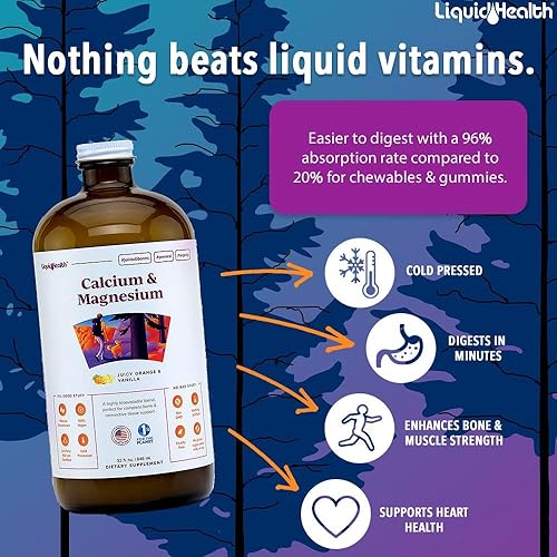 Miniatura 5 de LIQUIDHEALTH Paquete completo de vitaminas líquidas multivitamínicas y calcio y magnesio para adultos, salud de todo el cuerpo, sistema