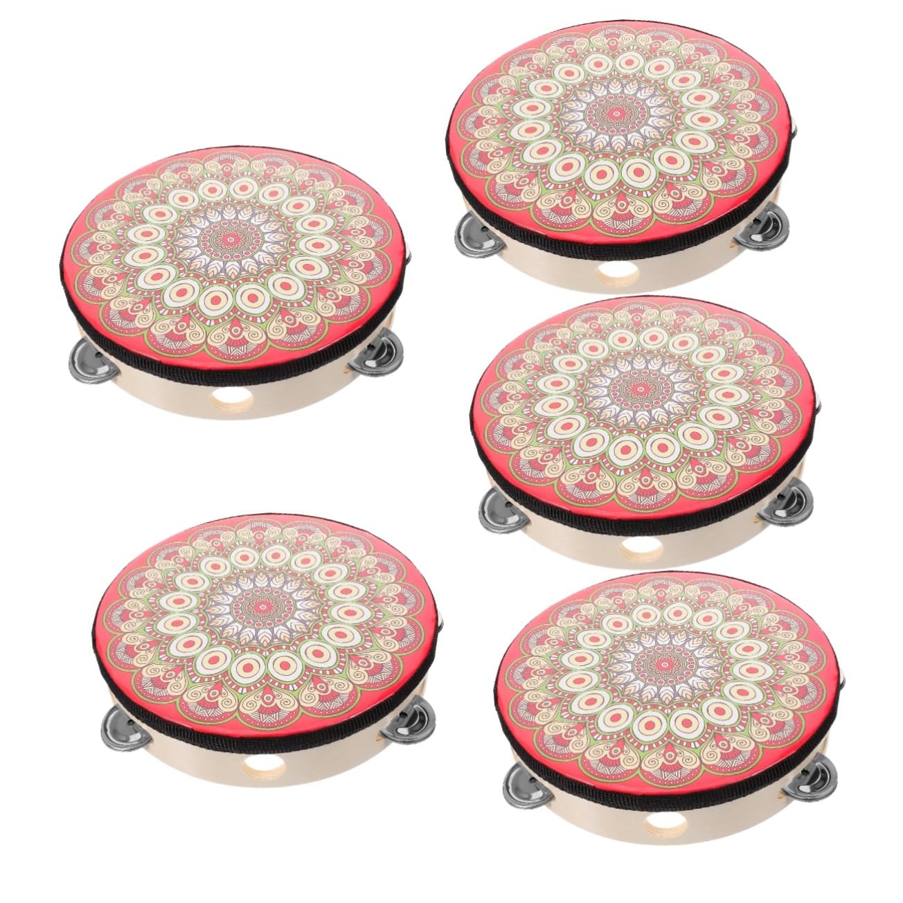 ibasenice 5piezas Tambourine De Madera De Diseño Para y Instrumento De Percusión Profesional Para Adultos y Entretenimiento