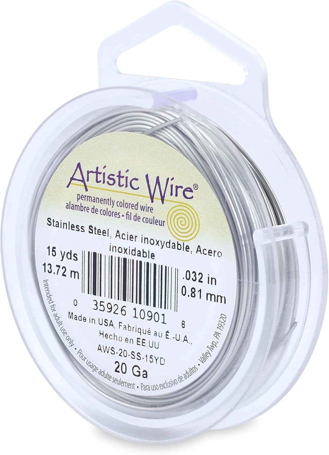 Artistic Wire 20 Gauge Stainless Steel Craft Jewelry Wrapping Wire Wire, 15 yd