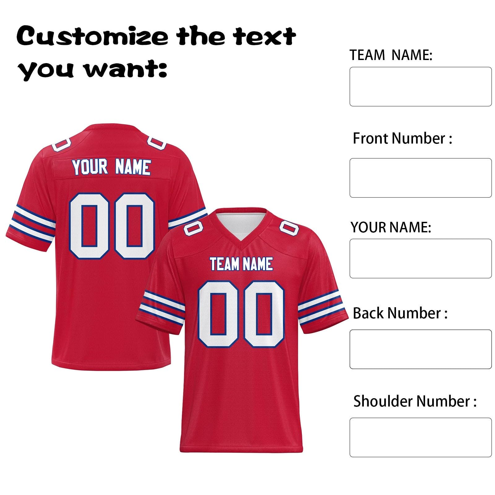Magliette Personalizzate Maglie da Football Americano con Nomi e Numeri Stampati Asciugatura Rapida e Traspiranti Design a Maniche Corte Adatte per Squadre, tornei e Tifosi
