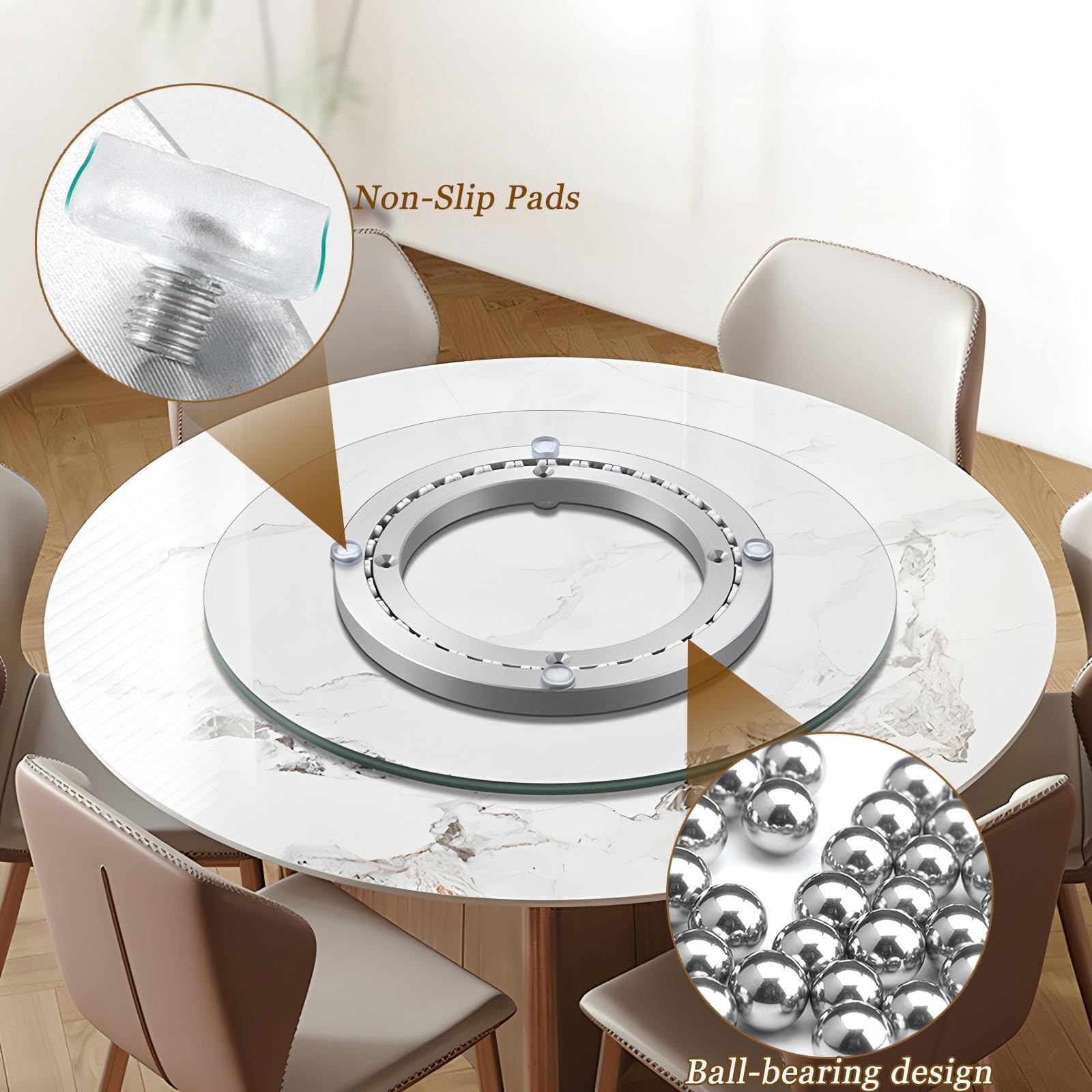 Plateau Tournant Lazy Susan 350mm 450mm 580mm Grand Roulement en Métal