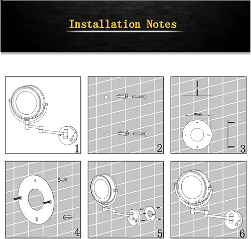 Miniatura 7 de Espejo de maquillaje montado en la pared, espejos de tocador con iluminación LED, rotación de 360 grados, doble cara para baño o dormitorio (níquel