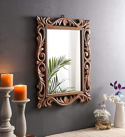 Wall Mirror ( Home DECORETIVE Mirror Suitable Living Room BATAHROOM ETC. ) Color Brown Size 24X18
