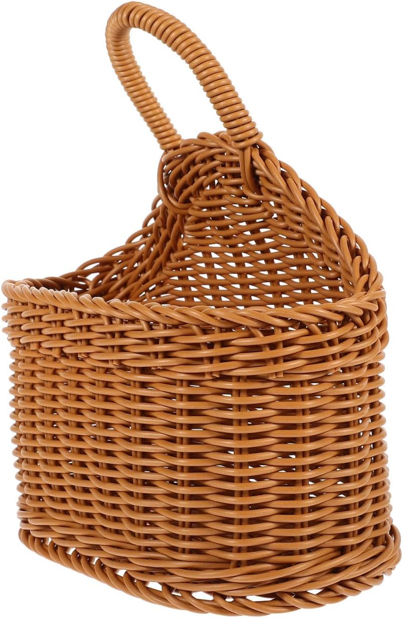 Luxshiny Countryside Style Knitted Hanging Basket Wall-Mounted Storage Organizer for Kitchenware Spoon Fork Chopsticks Holder Lightweight Kitchen Storage Basket