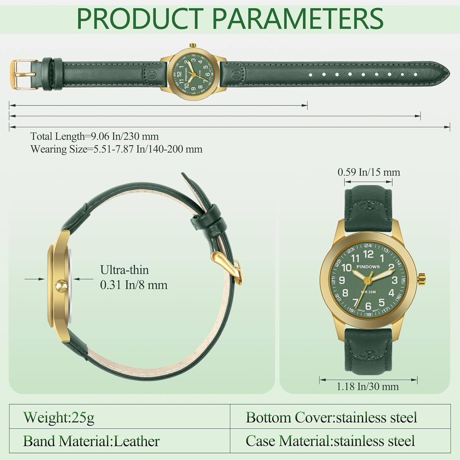 Womens Watch for Women Quartz Analog Watches Mini Ladies Dress Watch Easy Read Dial 3ATM Waterproof Stainless Steel Case Leather Strap,Classic Fashion Casual Elegant Women Wrist Watches - Image 3