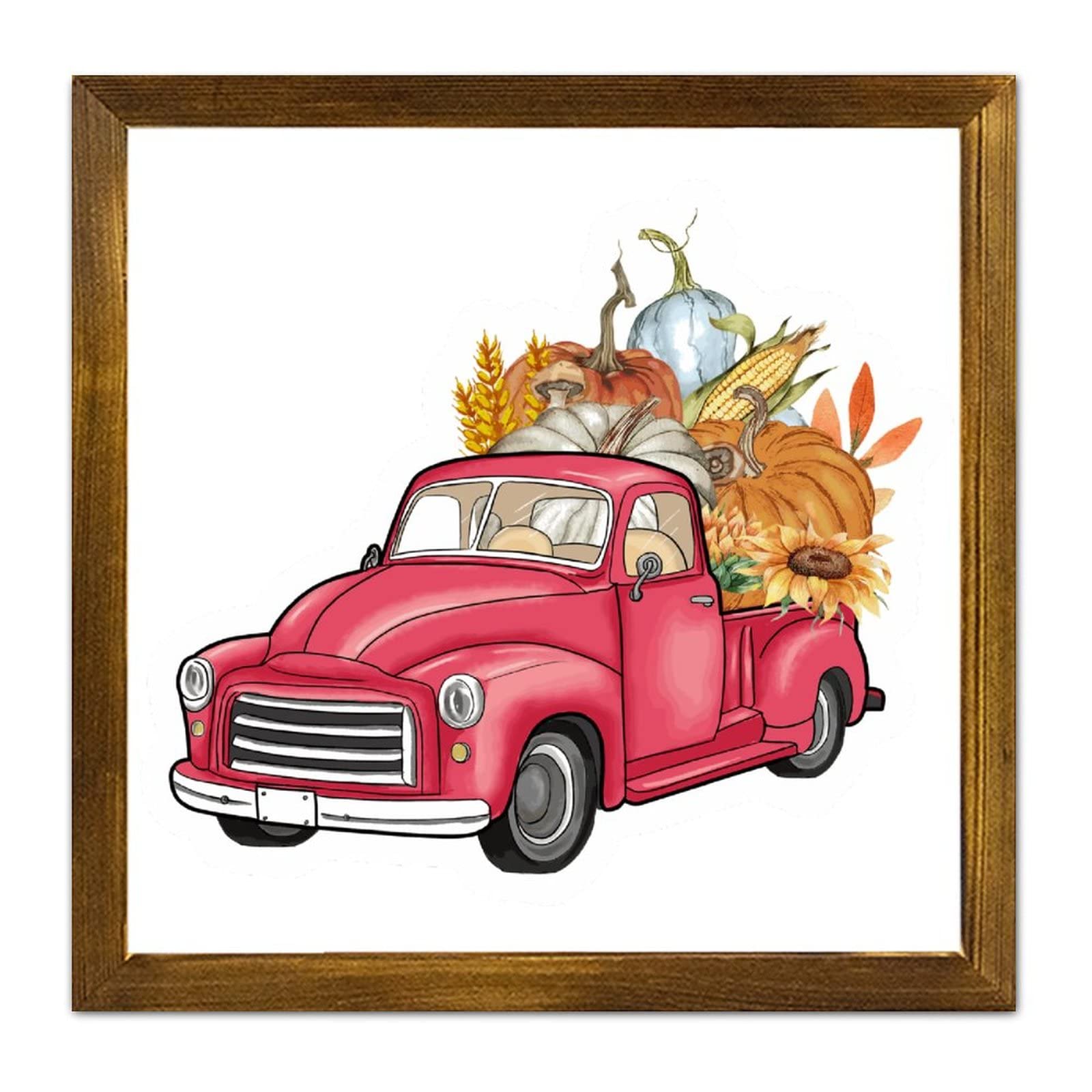 Plaque en bois Happy Fall Pumpkin encadrée, le cadeau idéal pour fêter l'automne