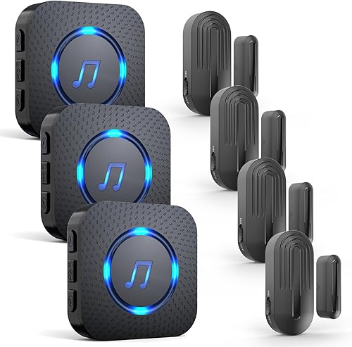 Miniatura 11 de Timbre de puerta Sanjie, timbres de puerta inalámbricos con alarma de entrada cuando la puerta se abre para casa/negocio/oficina/tienda con alcance