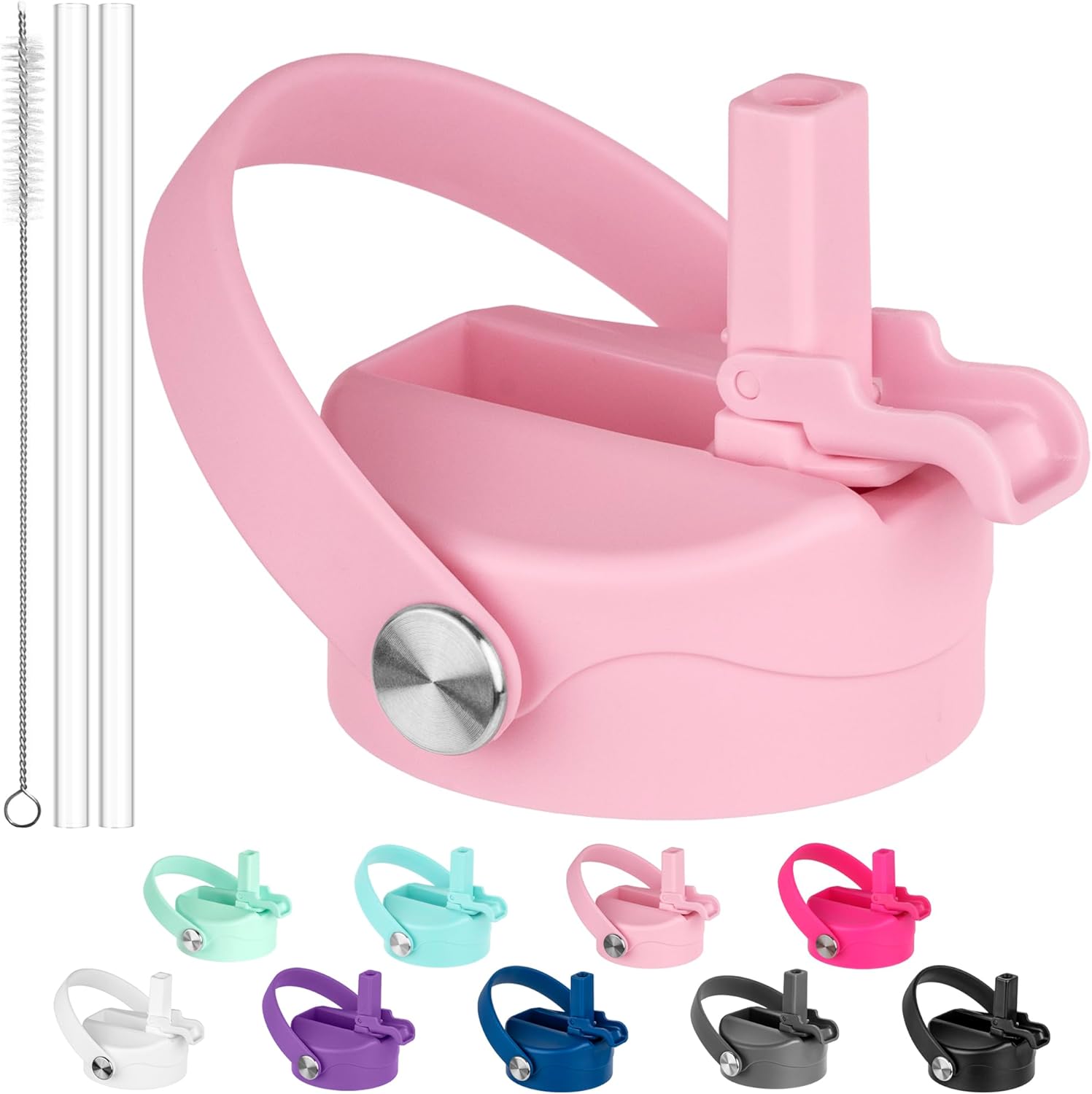 Straw Lid for Hydroflask Wide Mouth Water Bottles, Dust Cover Lid with Straw for Hydro Flask 12/16/18/20/32/40 oz Sports Water Bottle, Straws Cap Top Accessories