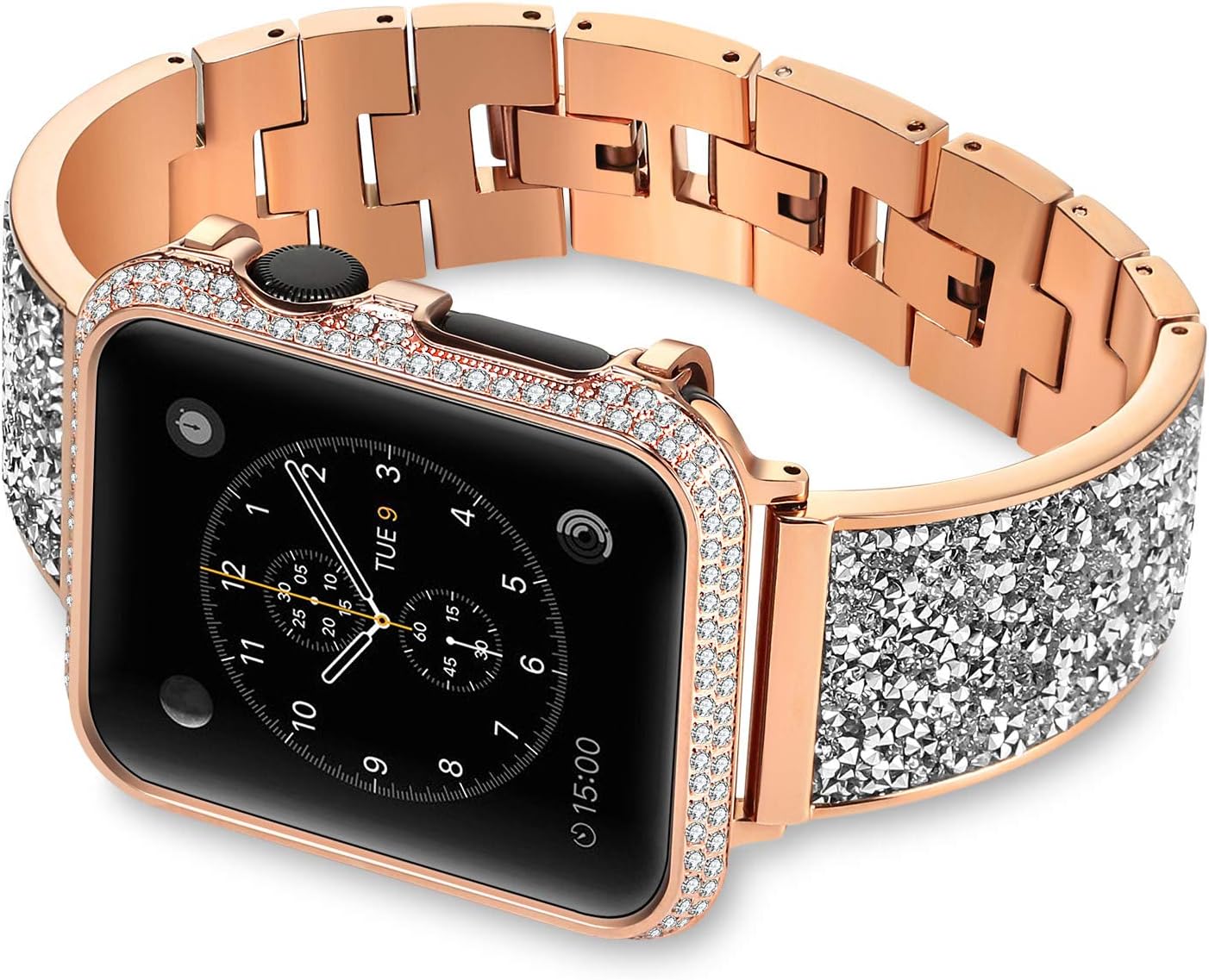 Armband aus Edelstahl mit Swarovski-Kristallen für iWatch, 38 mm, 42 mm,  für iWatch-Armband, 40 mm, 44 mm, Serie 2 / Serie 3 / Serie 4, 38mm/40mm,  Rose Gold : Amazon.de: Elektronik \u0026 Foto
