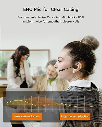 Miniatura 3 de IFECCO - Auriculares de conducción de oído abierto con micrófono, auriculares Bluetooth 5.3 con micrófono de cancelación de ruido, auriculares