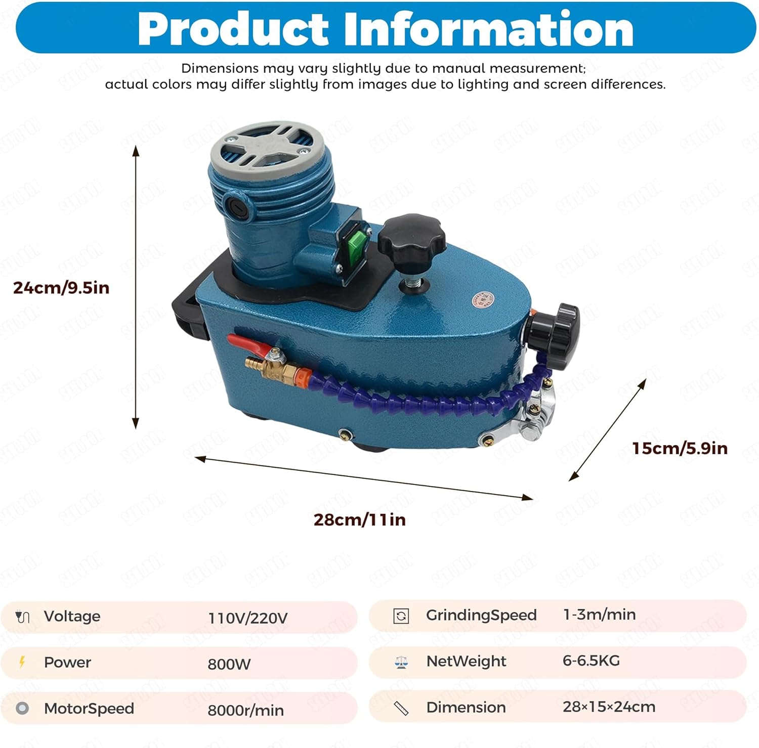 glass edge polisher, 800W hand held glass polishing machine, 8000 rpm, with 10 grinding wheels, Straight, Round, handheld edge grinder, for glasss,acrylic,marble,ceramic(Blue-10pc)