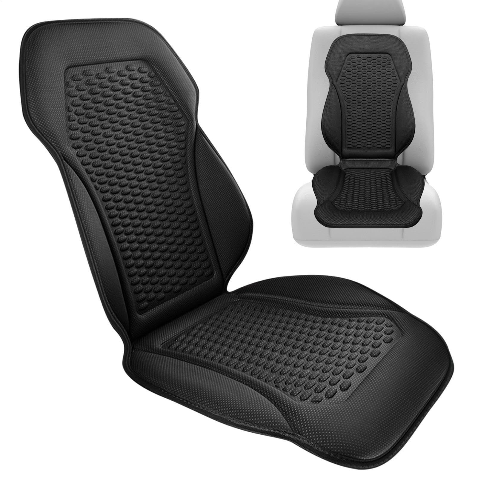 Housse De Siège De Voiture Refroidissante | Coussin De Refroidissement Antidérapant Pour Siège De Voiture | Coussin De Sièges Avants Respirant Avec Oreiller De Soutien Dorsal Pour Camions, SUV (Noir)