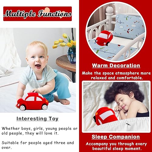 Miniatura 4 de Almohada roja de peluche en forma de coche con forma de juguete lindo regalo para niños, 11.8 pulgadas