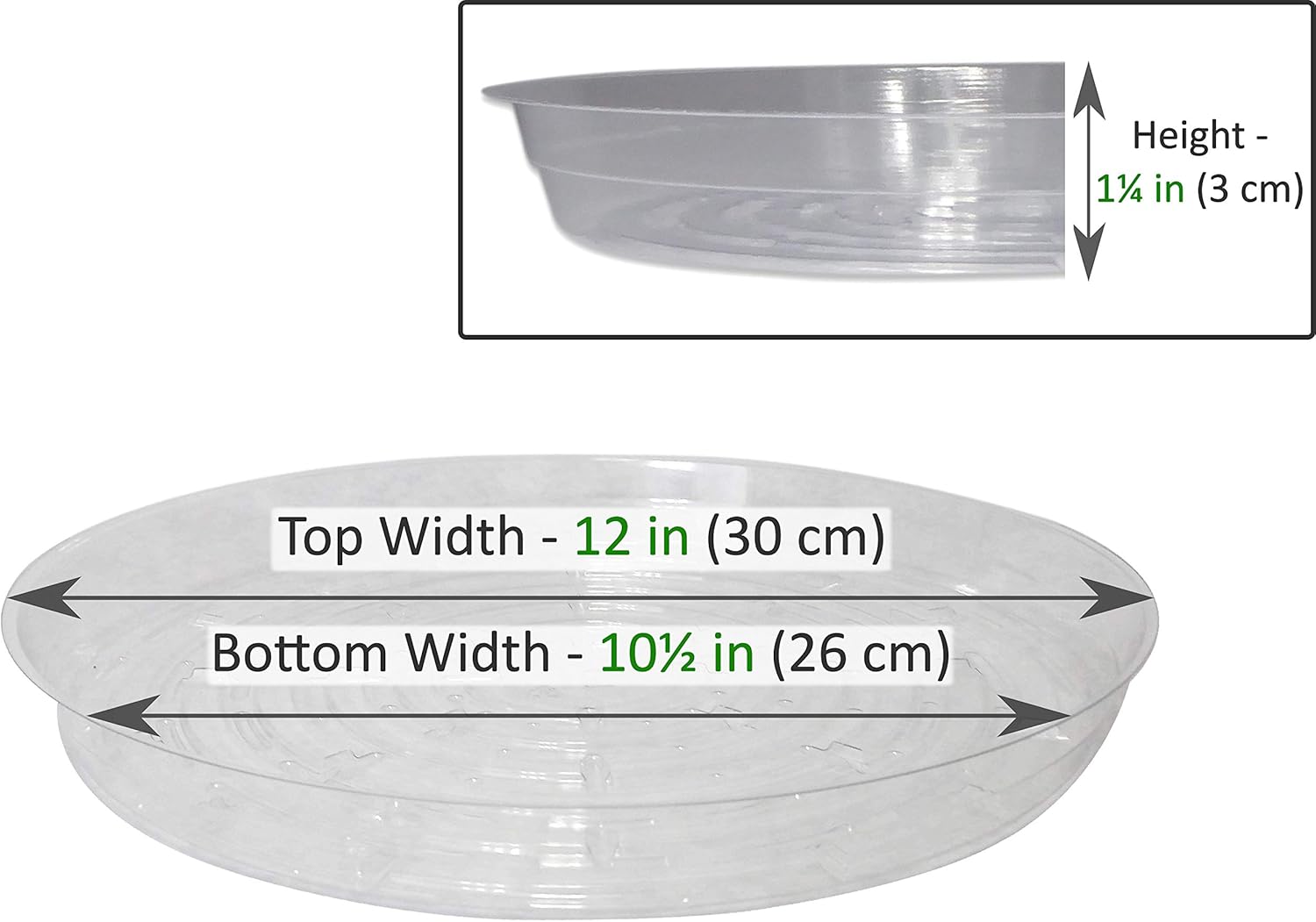 Clear Plant Saucers - 12 Inch - Excellent For Indoor & Outdoor Plants (5 Pack) : Patio, Lawn & Garden