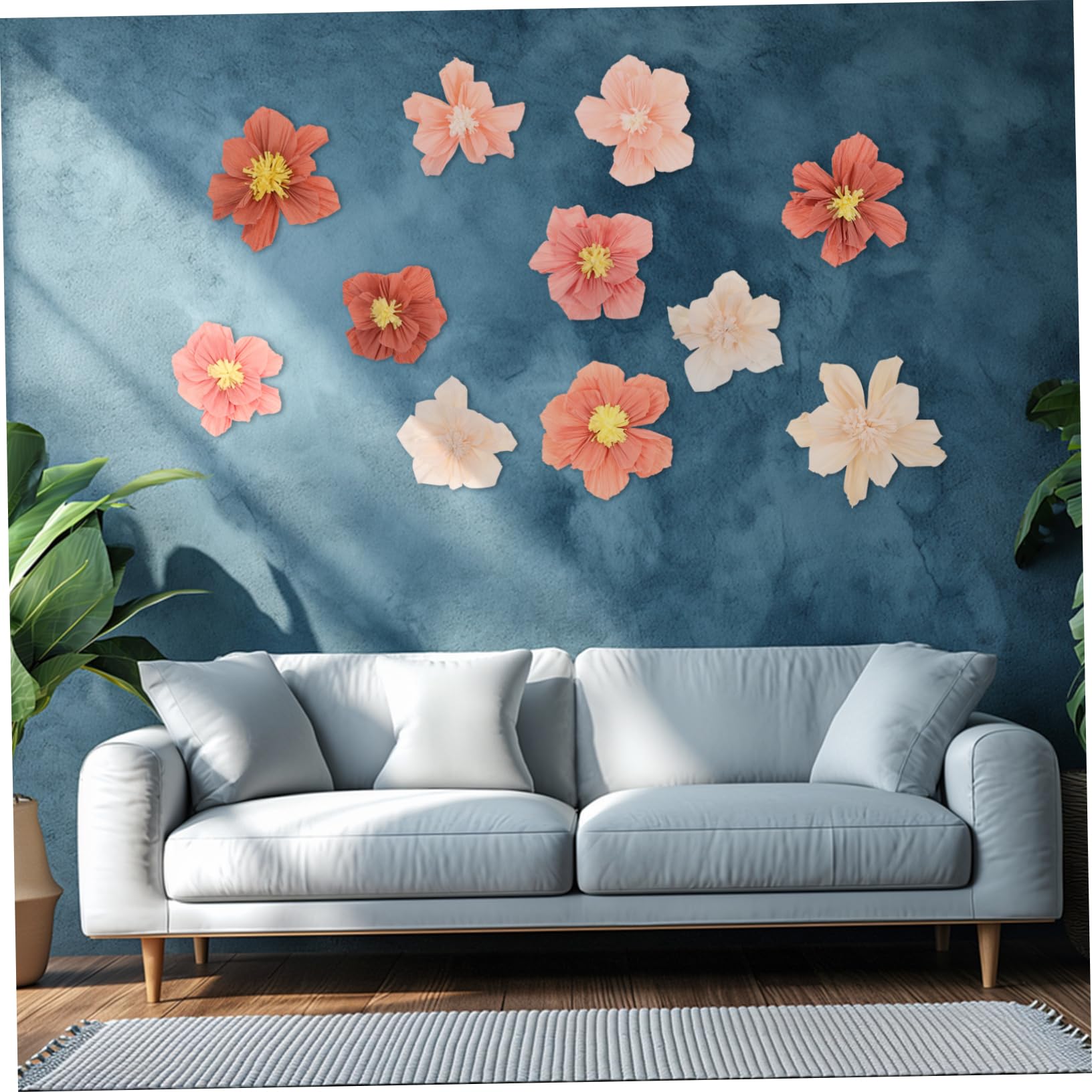 24 Pièces Décor de Fleurs Papier Crépon pour Décorations Murales Fleurs Artificielles pour Mariage et Shower Accessoires de Décoration Polyvalents Texturés