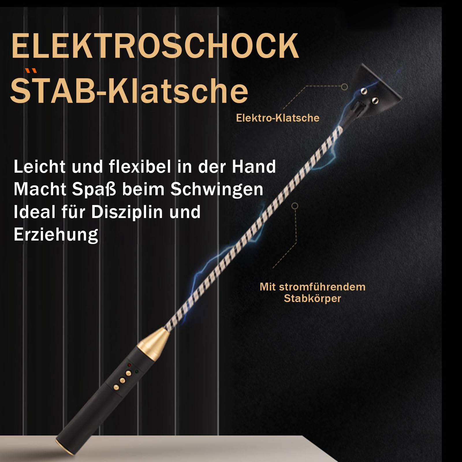 BDSM Elektroschock Spielzeug SM Foltergerät Schwarz Gold Verstellbares Elektrogerät für Intensives Rollenspiel Masturbation Extreme Bestrafung Erotisches Fetisch Toy für Männer Frauen Paare