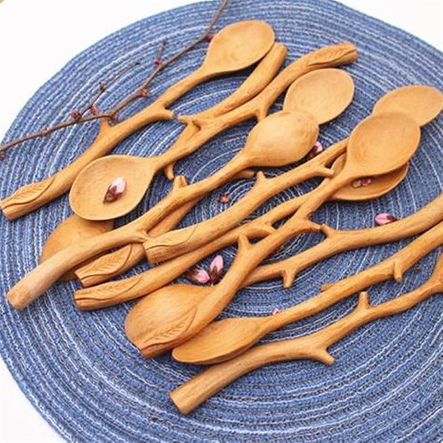 Coffee Scoops 1PC Creative Beech Spoon Branch Shape Long Handle Scoop Coffee Stirring Tableware