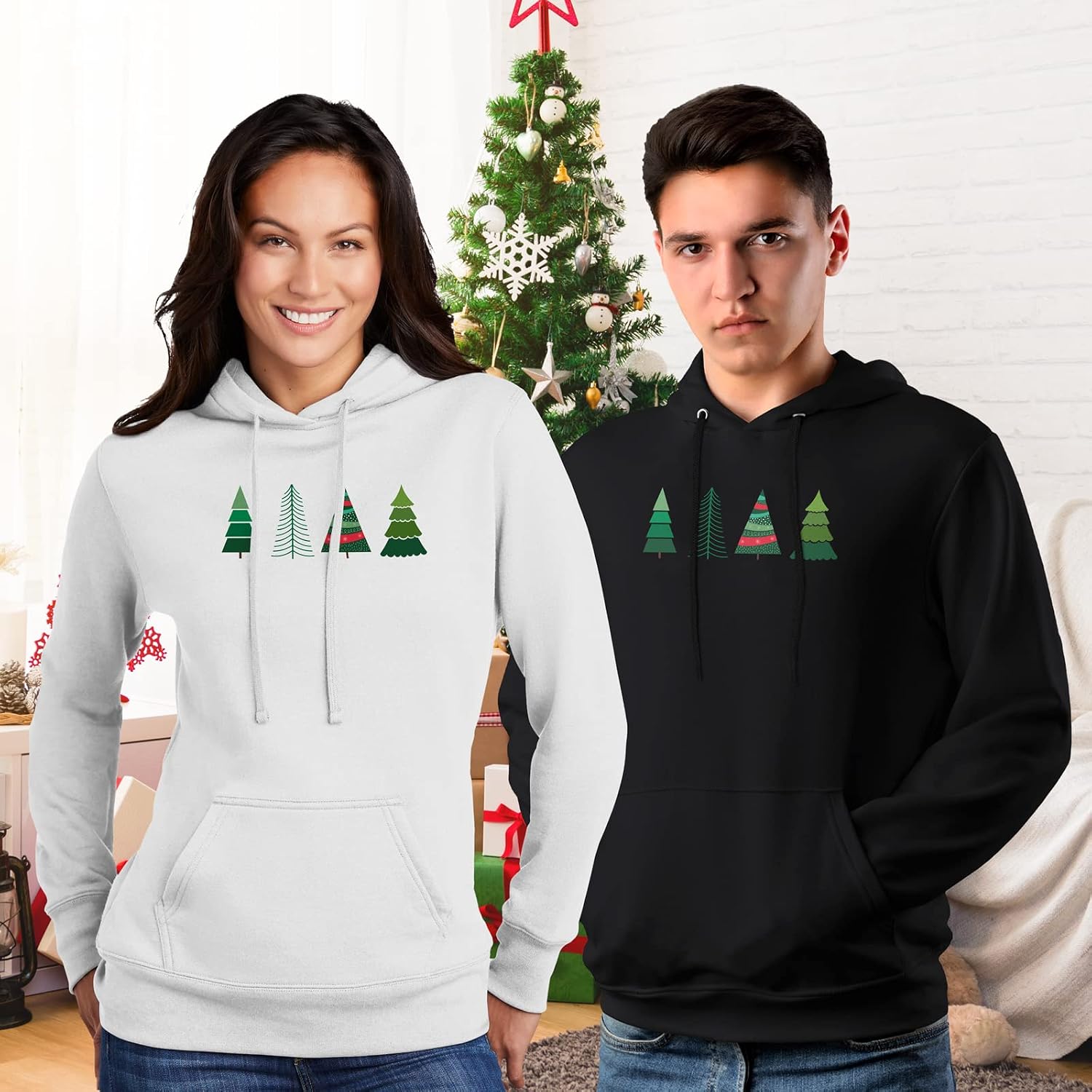 GotPrint Christmas Hoodies for Women, Men, Holiday Sweater, Cozy Warm Pullover Graphic Couples Gifts Ugly Christmas Sweaters