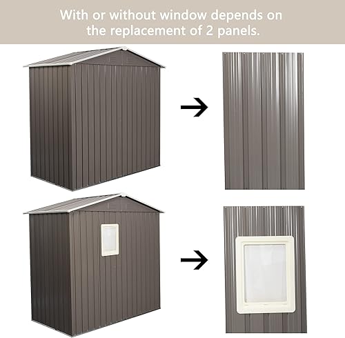 Miniatura 3 de Cobertizo de almacenamiento para exteriores de 7.74 x 4.29 pies con base de metal, puertas correderas y ventanas, protección solar, cobertizo de