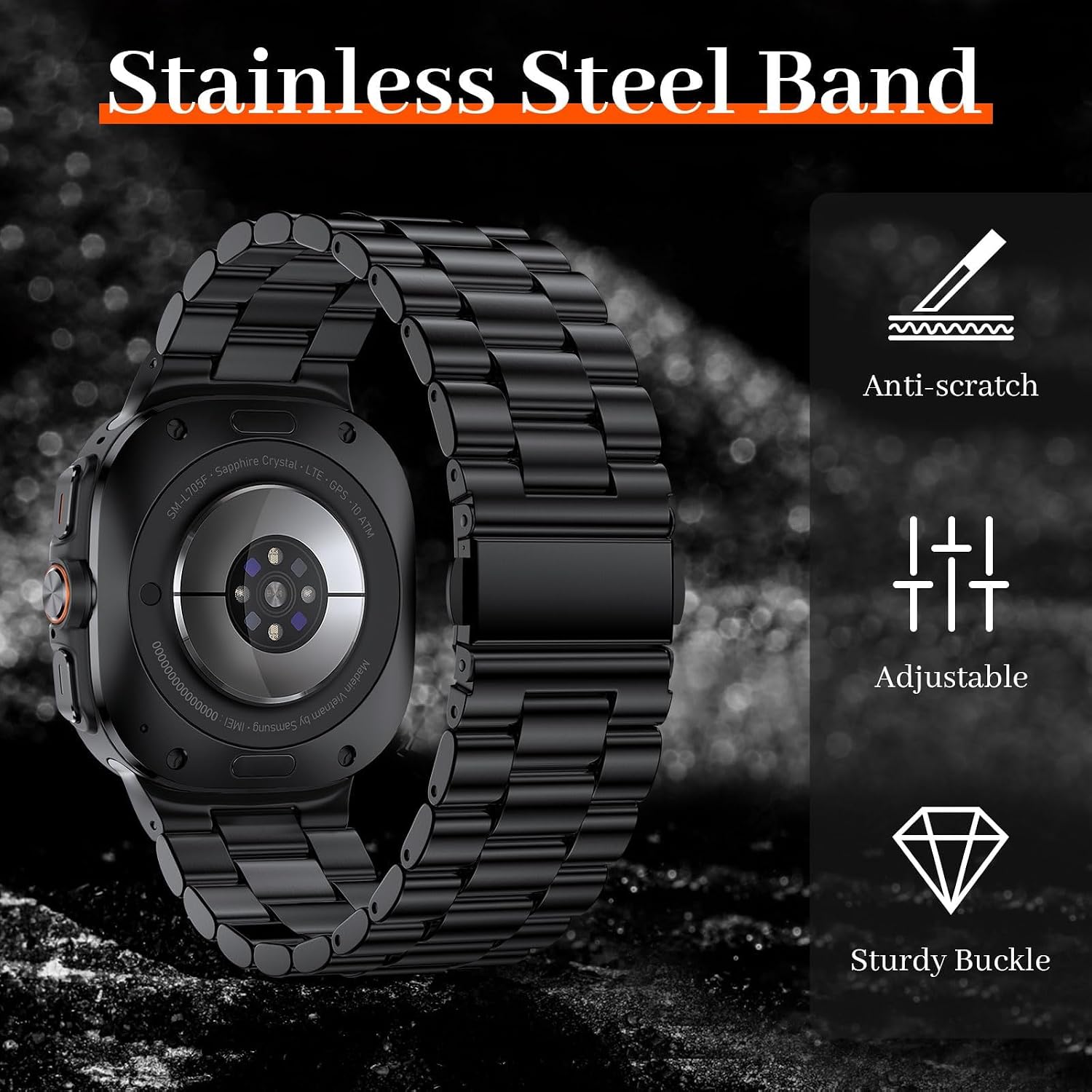 Pulseiras sem lacunas compatíveis com Samsung Galaxy Watch Ultra/7/6/5/4/FE de 44 mm e 40 mm/Watch 6 Classic de 47 mm e 43 mm/Watch 5 Pro de 45 mm/Watch 4 Classic, pulseira de metal de 20 mm para