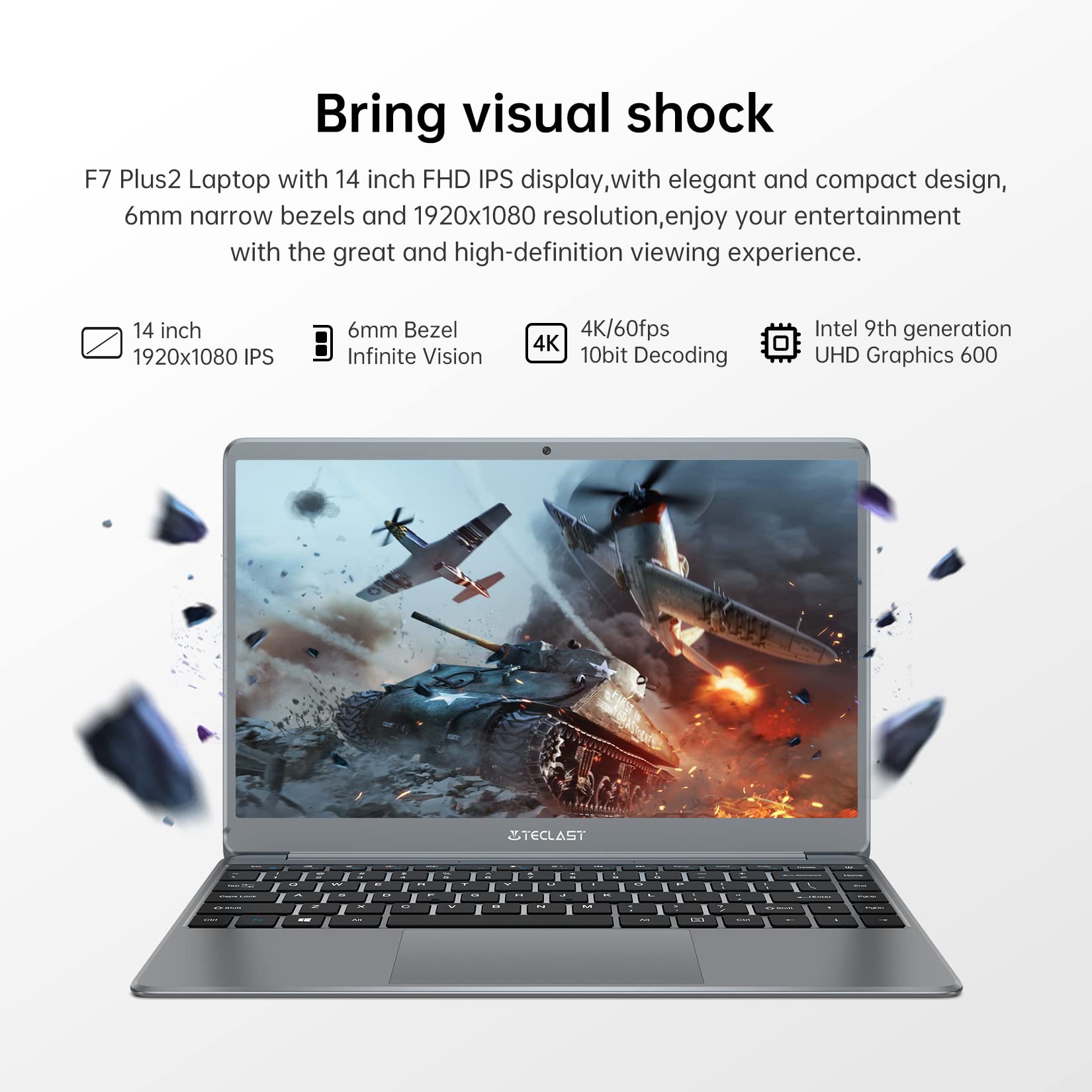 Windowsノート本体 Win25H2 TECLAST F7 Plus2 Offiece2024 Laptop Windows 10 TECLAST F7 Plus2 8GB RAM 256GB SSD(1TB