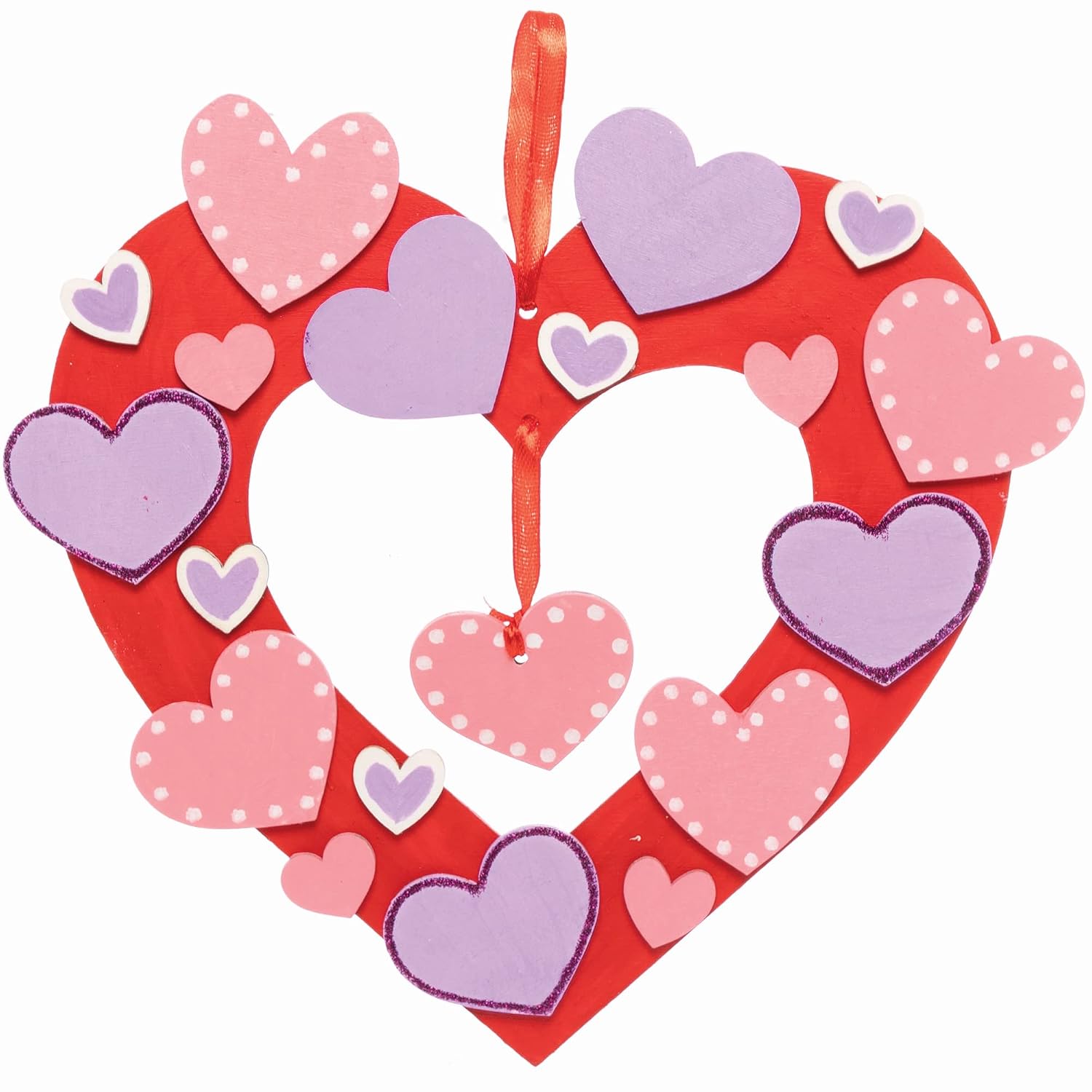 Baker Ross Heart Wooden Wreath Kits - Pack of 2, Valentine's Wreath Woodcraft Kits (FC432), Red, Pink, 22.5 cm x 28 cm x 2.5 cm - Image 5