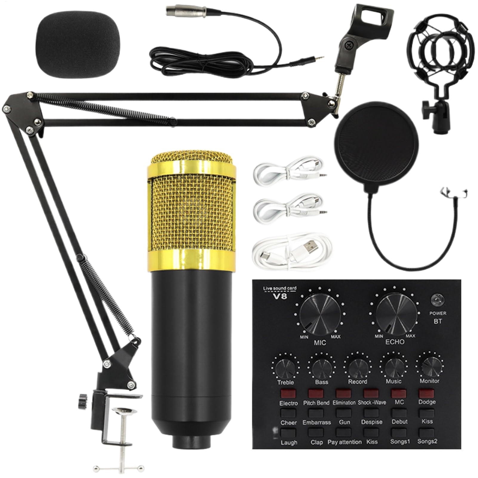 Live Streaming Equipment - Set di schede audio live streaming, supporto per microfono | Plug and Play per studio di registrazione, video live, trasmissione web, podcast, e-sport, cantanti,