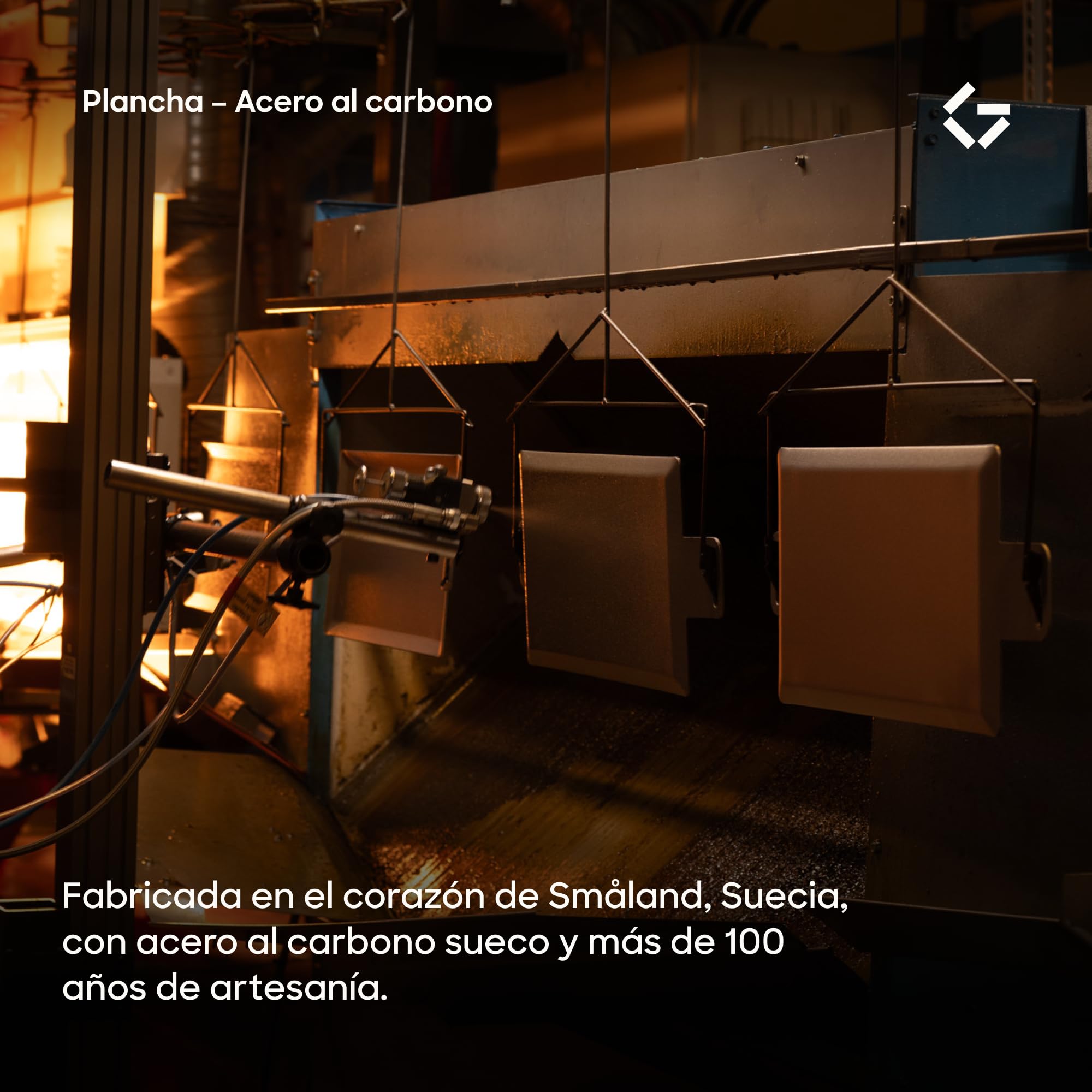 Gastrotools Plancha de Asar Sueca de Acero al Carbono 39x27cm – Antiadherente Natural, Sin PFAS – Interior y Exterior – Apta para Fuego, Horno, Inducción y Gas – Hasta 650°C (Small (39cm x 27cm))