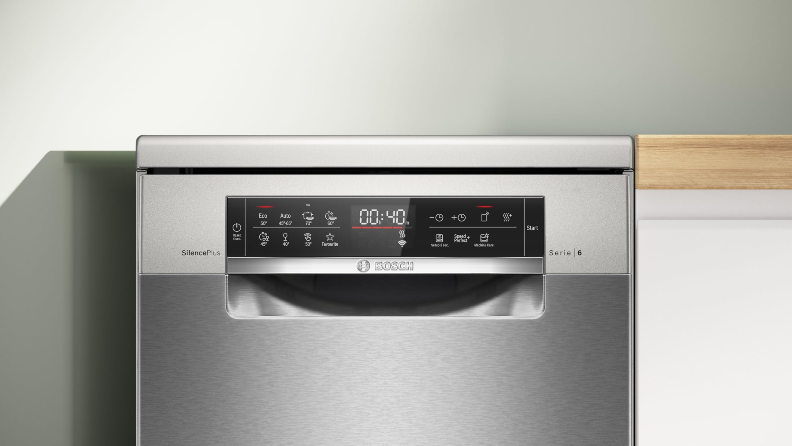 Bosch SPS6EMI21E Serie 6, Lavastoviglie Smart da libera installazione, 10 coperti, Cestelli personalizzabili, Motore EcoSilence Drive, Acciaio spazzolato anti-impronta, 45 cm.