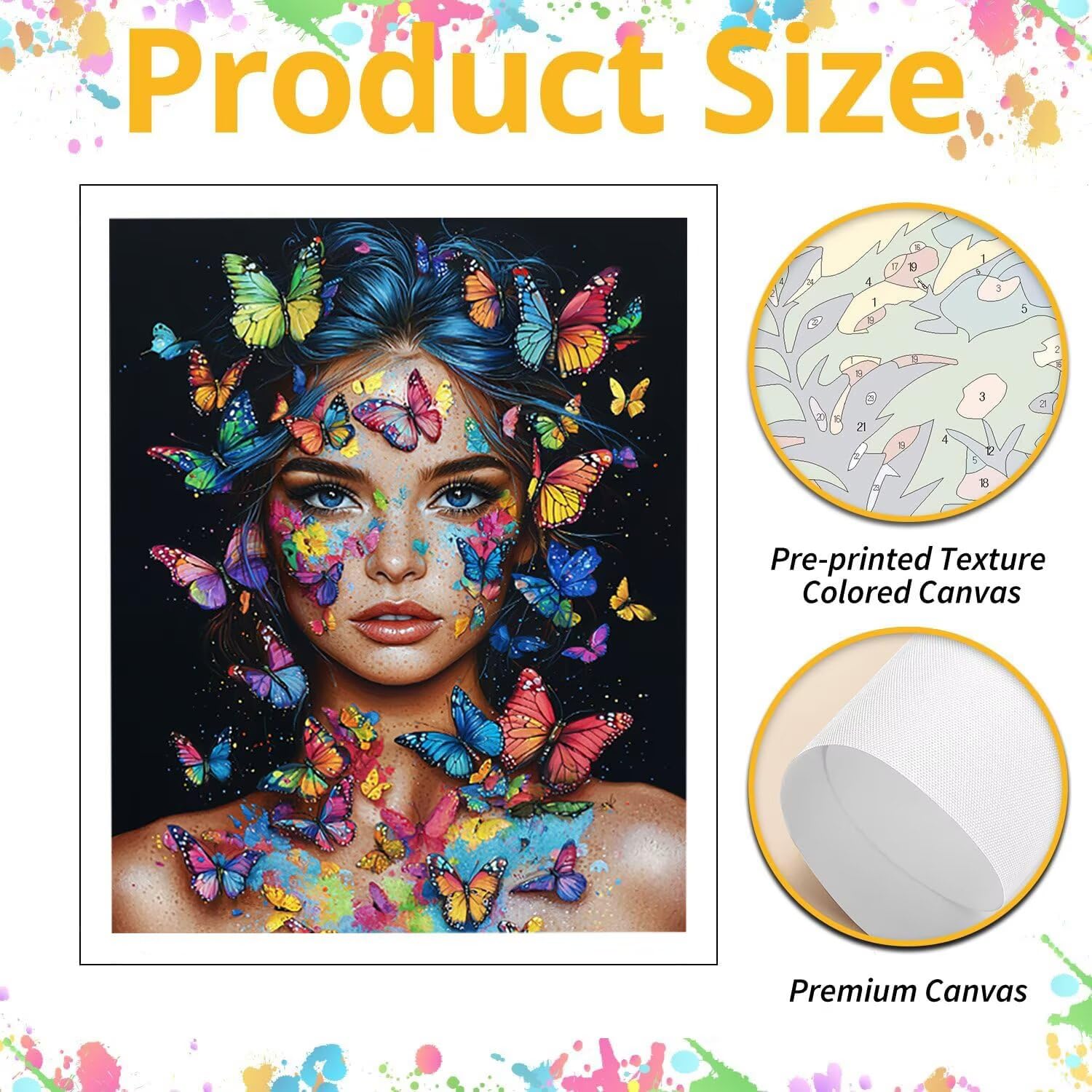 WEISHIWE Farfalla e donna Dipingere con i Numeri per Adulti, 70x90cm a-376 | Paint by Numbers Kit con Pennelli e Acrilico Pigmento, Fai da te Olio La Pittura di Numeri Kit, Decora la Casa, senza Cornice
