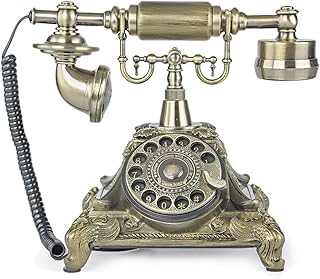 TelPal Rotary Dial Vintage Antique Home Telephone Table Replica, Retro Office Corded Telephone Decor