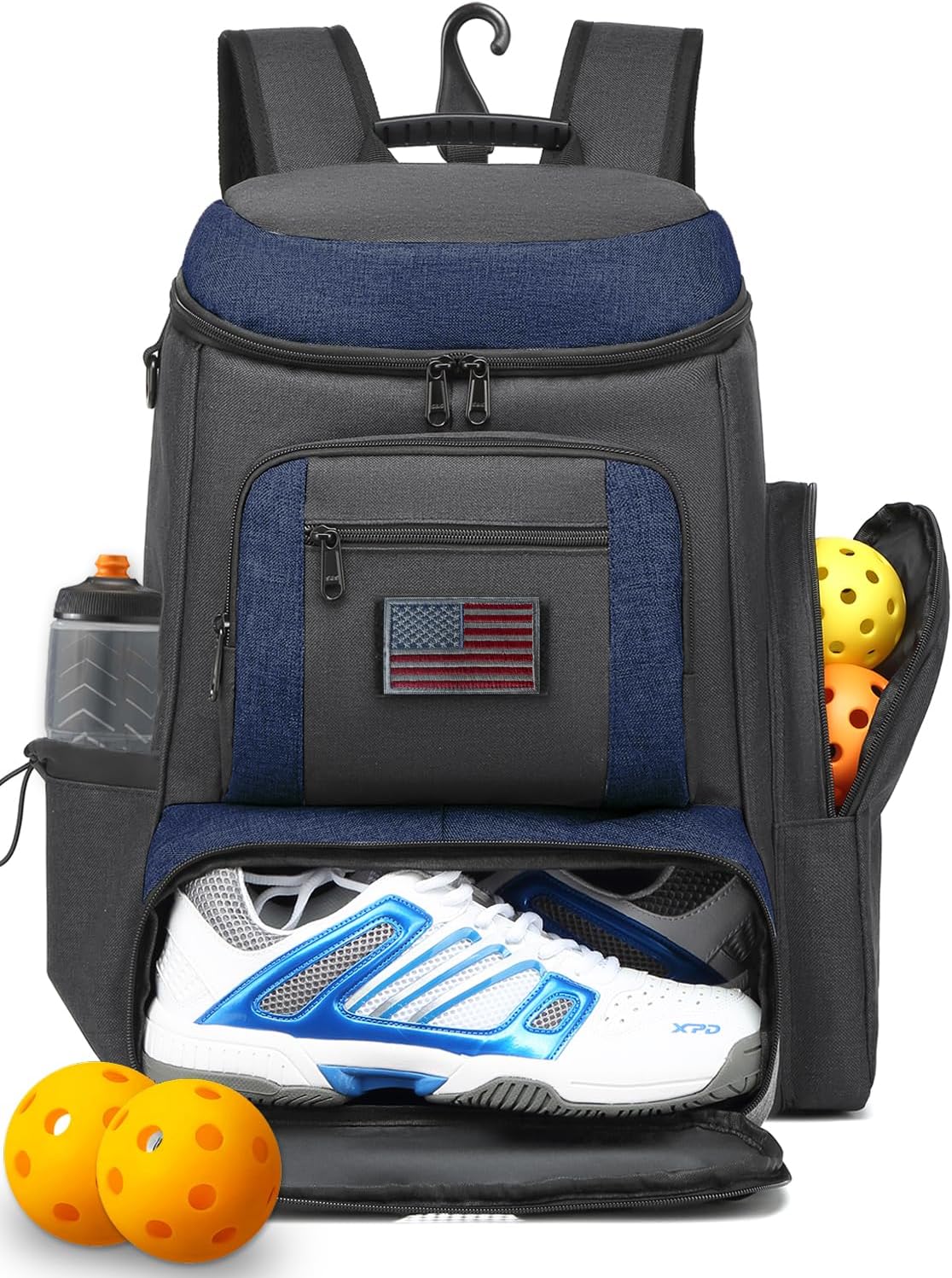 HAMBOLY Pickleball Bag for Men & Women, Large Pickleball Backpack with Shoes Compartment and Cooler, Fence Hook Design