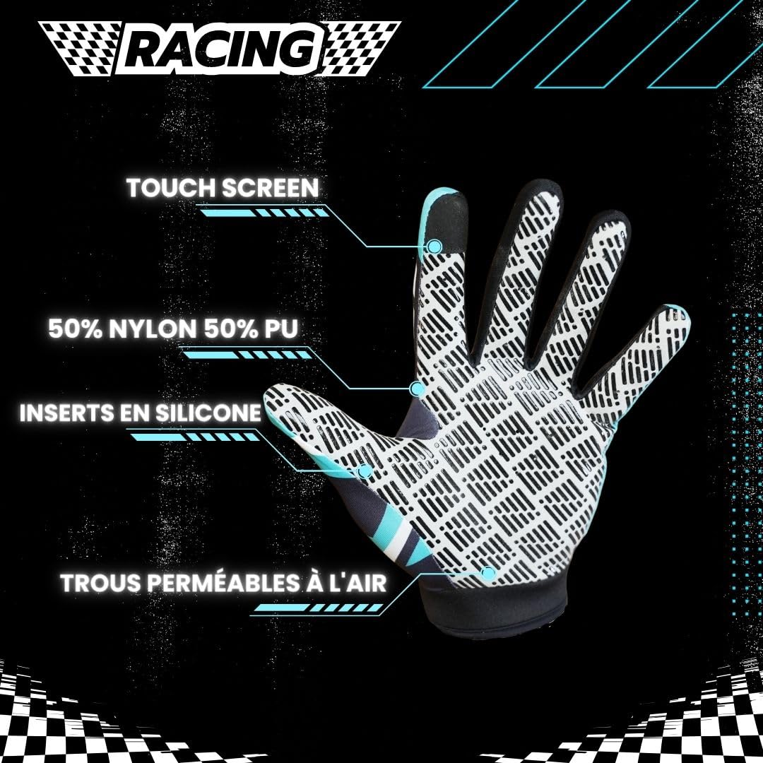 SimRacing Gants Simulateur de Conduite, Sim Racing Gloves, Gants Touch Screen pour Volant Gaming, Gants Sim Racing Excellente Grip, Légers et respirants pour Sim Racers, avec inserts en silicone