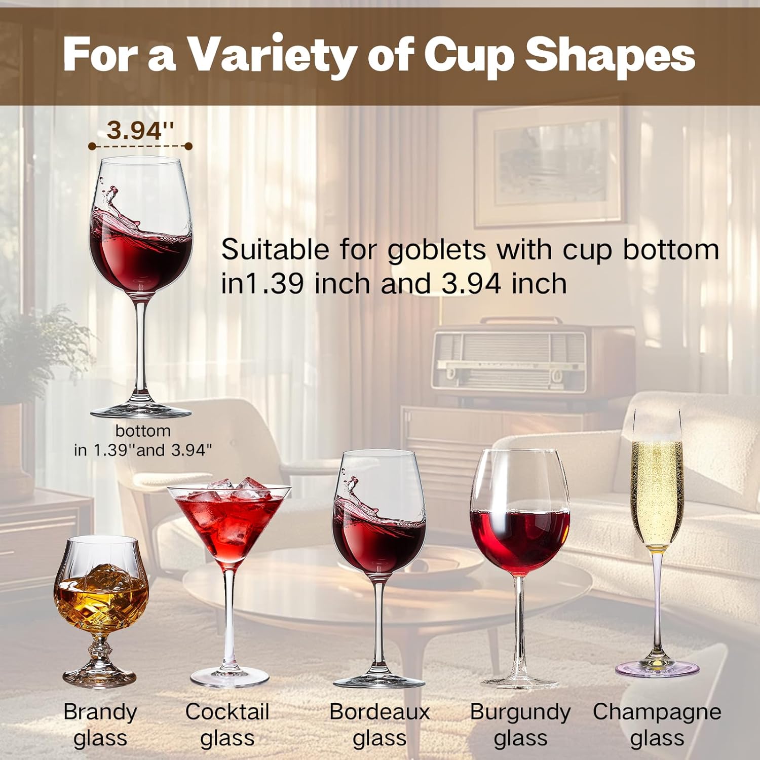 4-Tier Under Cabinet Wine Glass Rack - Stemware Storage Hanger with Suspension Design for Kitchen, Bar, Cabinet
