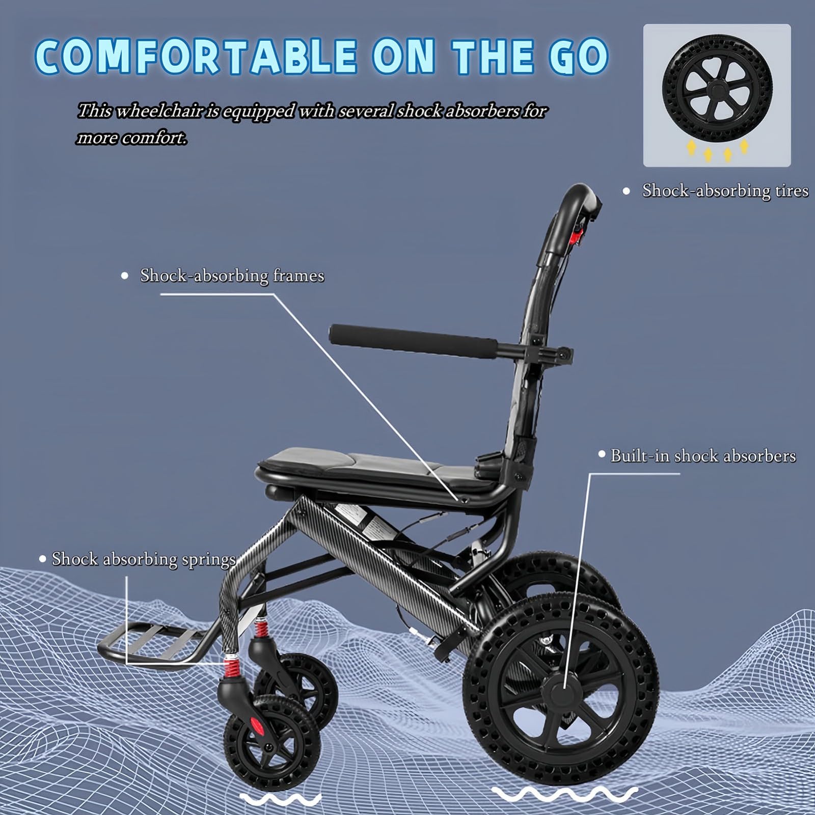 Silla de ruedas de transporte, ligera, plegable, estrecha, extra ligera, de aluminio, ultraligera para el hogar y los viajes, silla de ruedas plegable pequeña