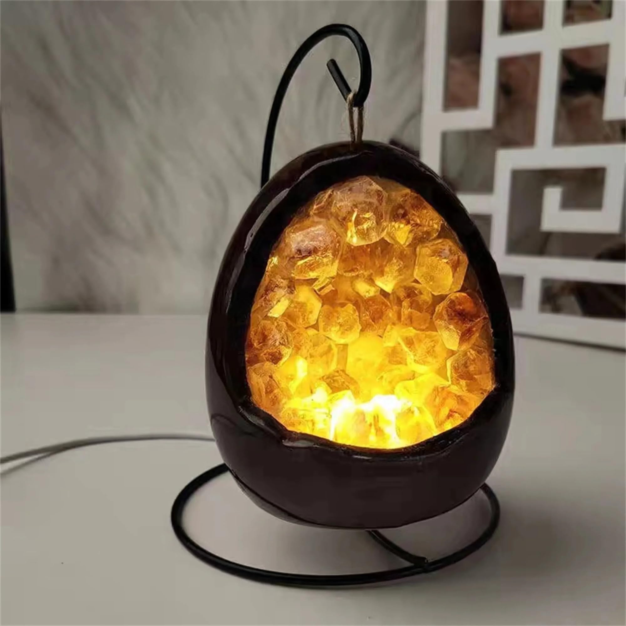 ICXLPMC Purple Crystal Cave Dinosaur Eggs,Ore Night Light Quartz Tree Home Office Decoration Decor(Color:Can Customize)