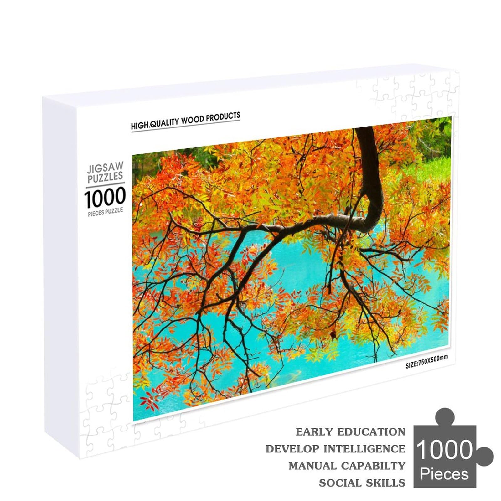 1000-Piece Autumn Lake Jigsaw Puzzle - 27x19" Nature Scene Puzzle For Adults