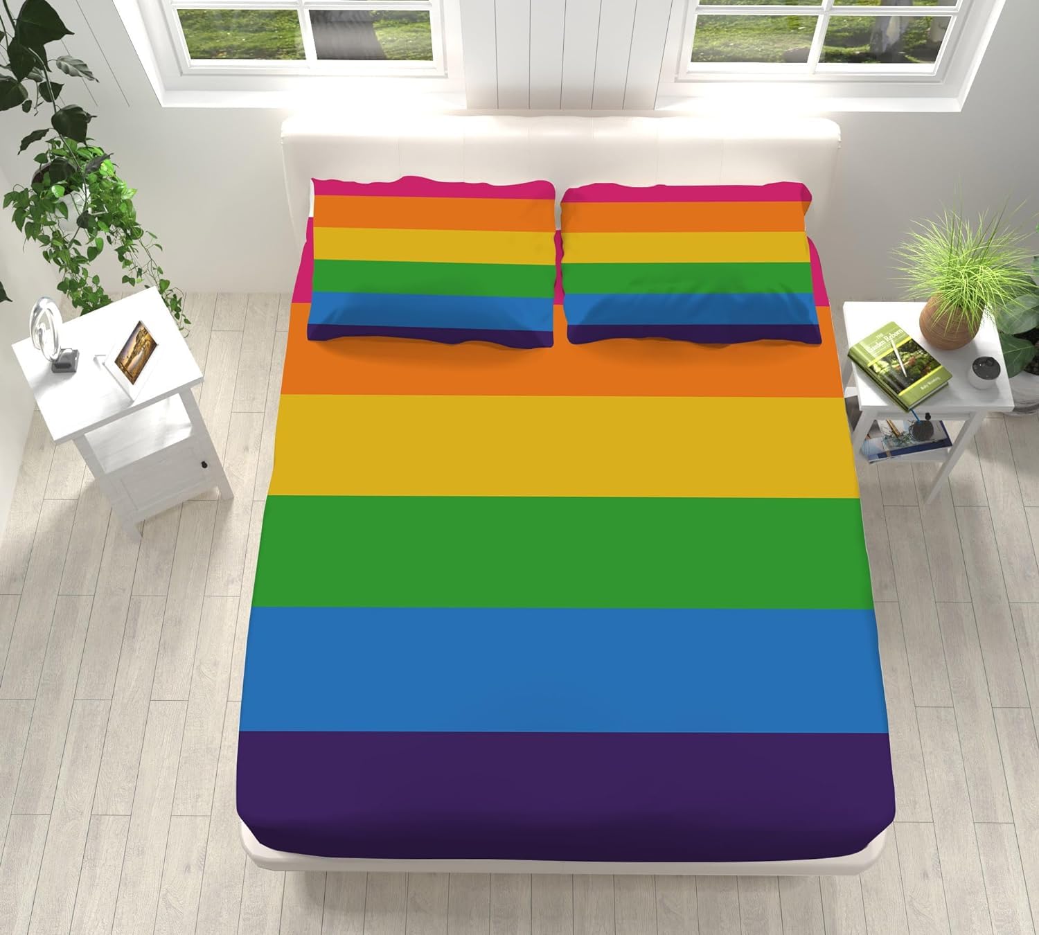 Drap housse 180x200 microfibre grand bonnet 30 cm avec 2 taies d'oreillers 3D