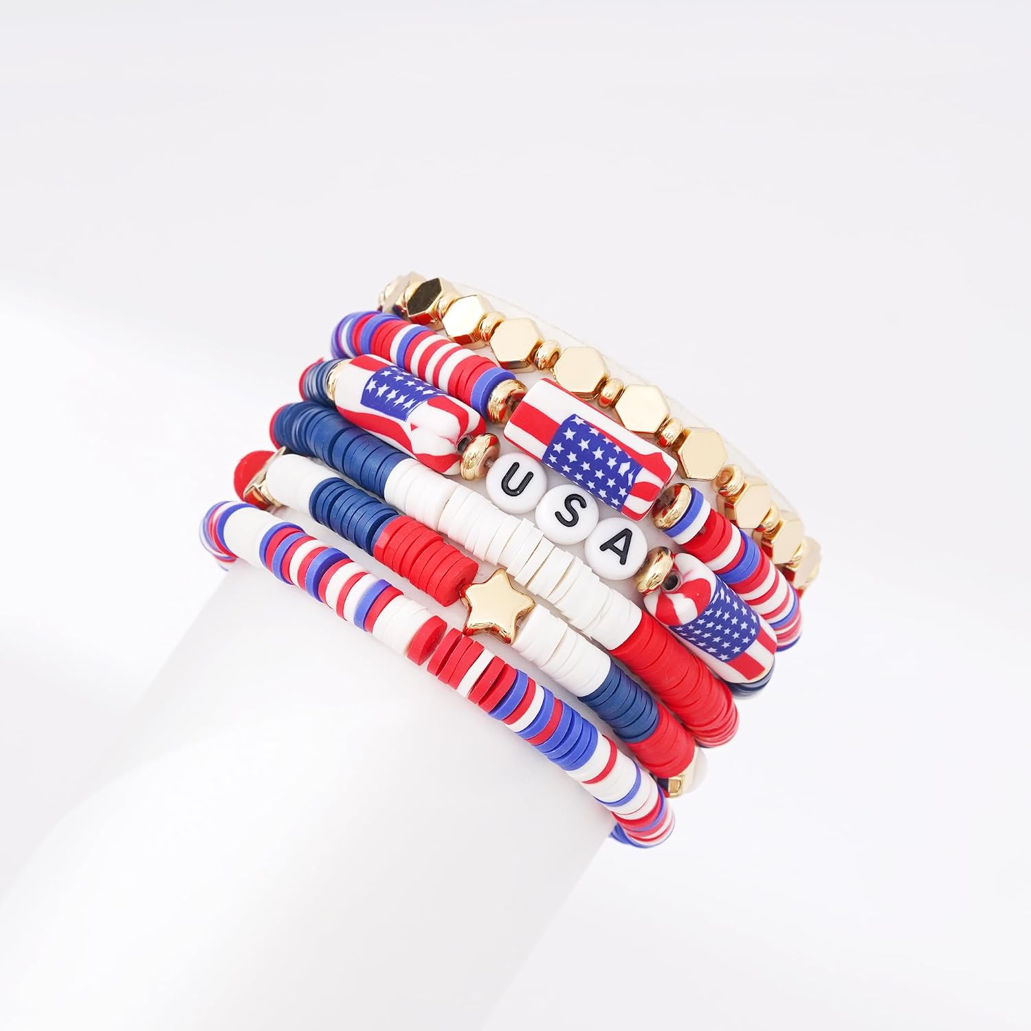 GOOJIDS Surfer Heishi Clay Bead Bracelets for Women Bohemian Stackable Gold Plated Beaded Stretch Bracelets Elastic Layering Friendship Bracelets Set Boho Jewelry image 2