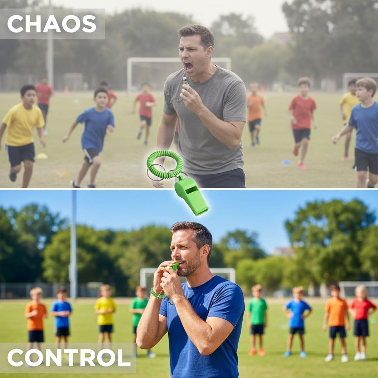 100 Pcs Colorful Plastic Whistles with Coil Wristbands, Excellent Trainer Whistle for Coaches, Party Favors, Referees Sports Events, Emergency Training, 1.8 x 0.8 x 0.7 in