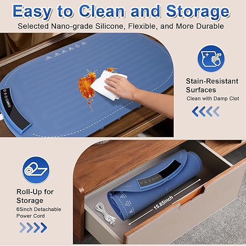 Miniatura 6 de Tapete de calentamiento para alimentos, tapete de calentamiento rápido de alimentos de superficie completa, bandeja de calentamiento eléctrica
