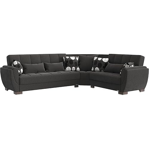Ottomanson Legacy Air Collection Upholstered Convertible with Storage, Sectional, Grey 3