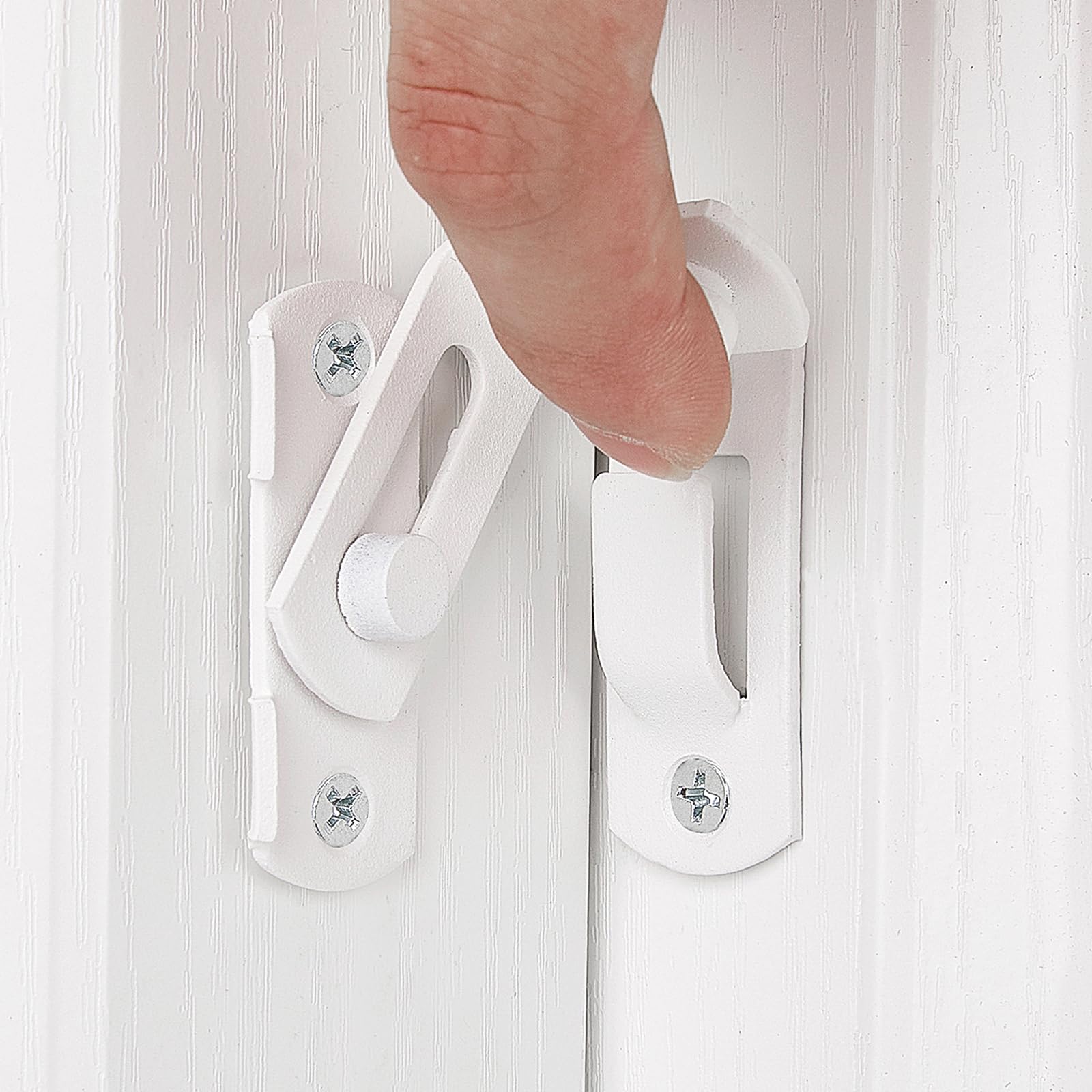 4 Packs 90 Degree Matte White Flip Barn Door Lock,Protect Privacy-Security Gate Latch,Hook Lock Latch for Barn,Sliding Door Antique Lock Gate Latches Wine Cabinet Closet Door Latches.