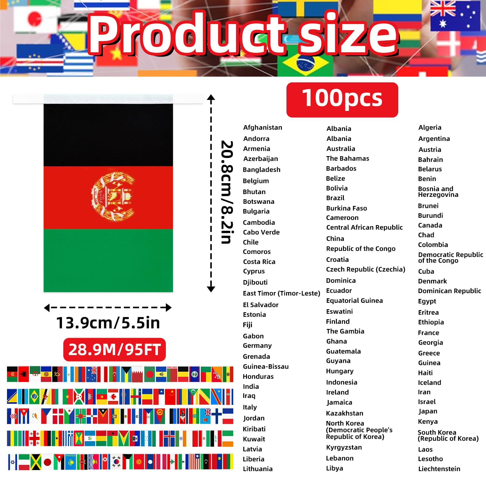 Snapklik.com : 95 Ft International Flag Bunting Banner, 100 Pcs World ...