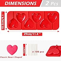 Vista 3 de Webake Moldes de Piruleta en Forma de Corazón de 6 Agujeros, Moldes de Caramelo de Chocolate en Forma de Corazón con Palillos de Piruleta, Ideales