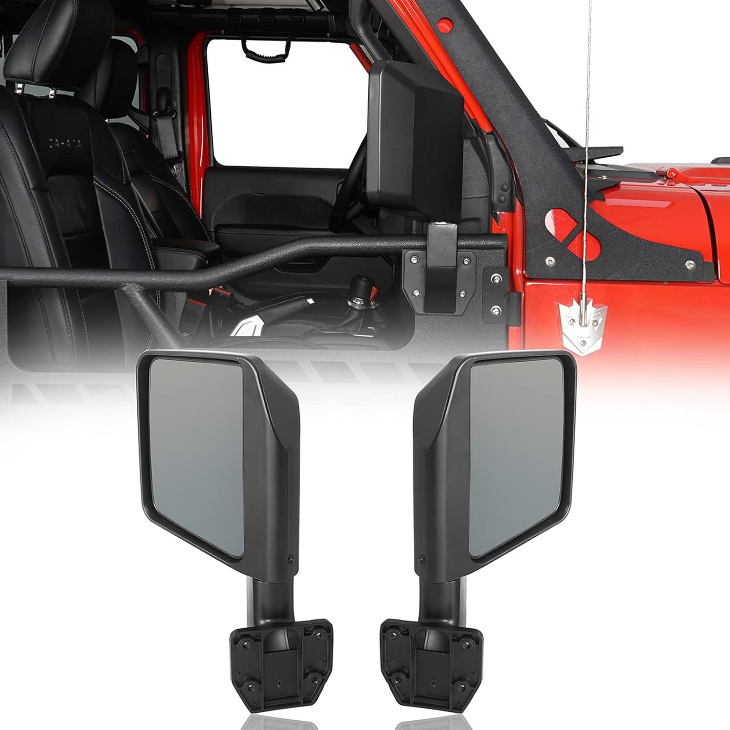 u-Box for Jeep Door Off Mirror Half Summer Door Mirrors for u-Box & Hooke Road Half Doors Compatible with Jeep Wrangler JK JL Gladiator JT 07-25 - Pair