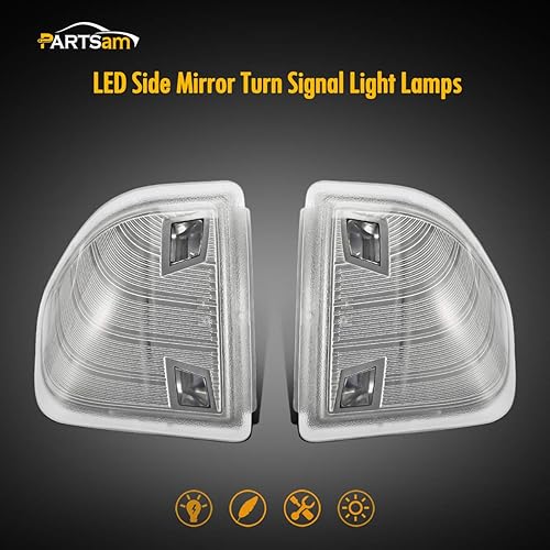 Miniatura 2 de Partsam Luz LED de señal de giro para espejo lateral izquierda y derecha, luz de remolque, lente de cubierta transparente compatible con Ram 1500