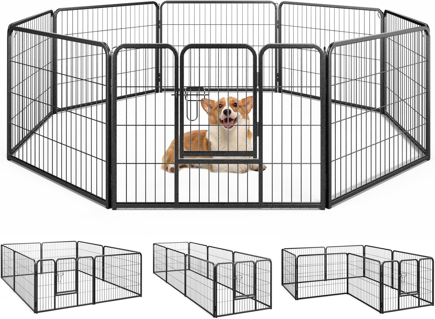 Giantex Dog Playpen Outdoor 24" H - 8 Panels Metal Pet Fence for Puppies Small Dogs, 20.5ft Total Length, Heavy Duty Dog Pen Exercise Fence with Door, Portable Dog Fence for Yard Garden RV Camping